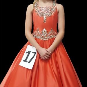 Ritzee girls size 12 salmon pageant dress